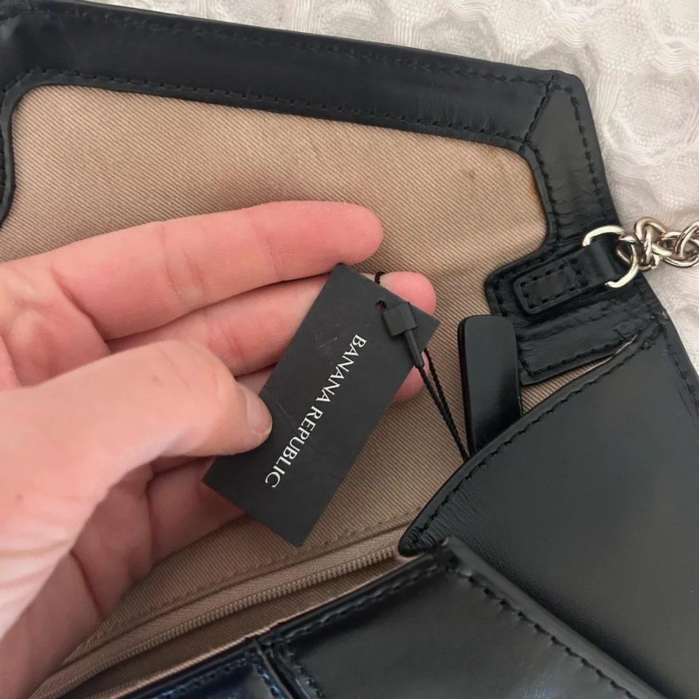 Banana Republic Black Clutch with Silver Accent
